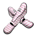 Pink And White Striped Pattern Print Muay Thai Shin Guard