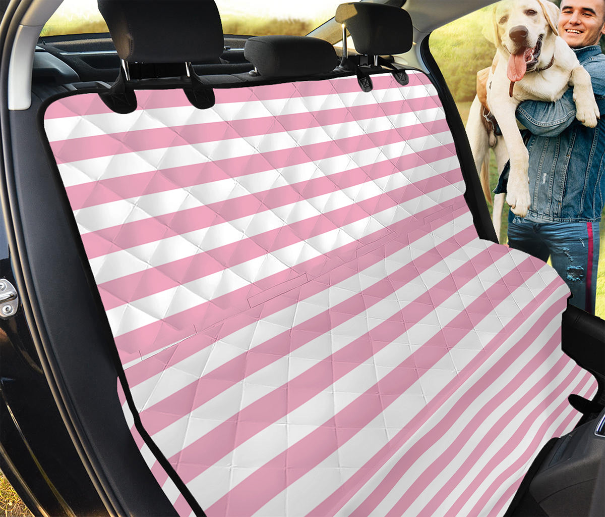 Pink And White Striped Pattern Print Pet Car Back Seat Cover