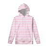 Pink And White Striped Pattern Print Pullover Hoodie