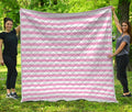 Pink And White Striped Pattern Print Quilt