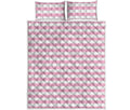 Pink And White Striped Pattern Print Quilt Bed Set