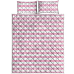 Pink And White Striped Pattern Print Quilt Bed Set