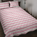 Pink And White Striped Pattern Print Quilt Bed Set
