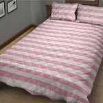 Pink And White Striped Pattern Print Quilt Bed Set