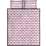 Pink And White Striped Pattern Print Quilt Bed Set