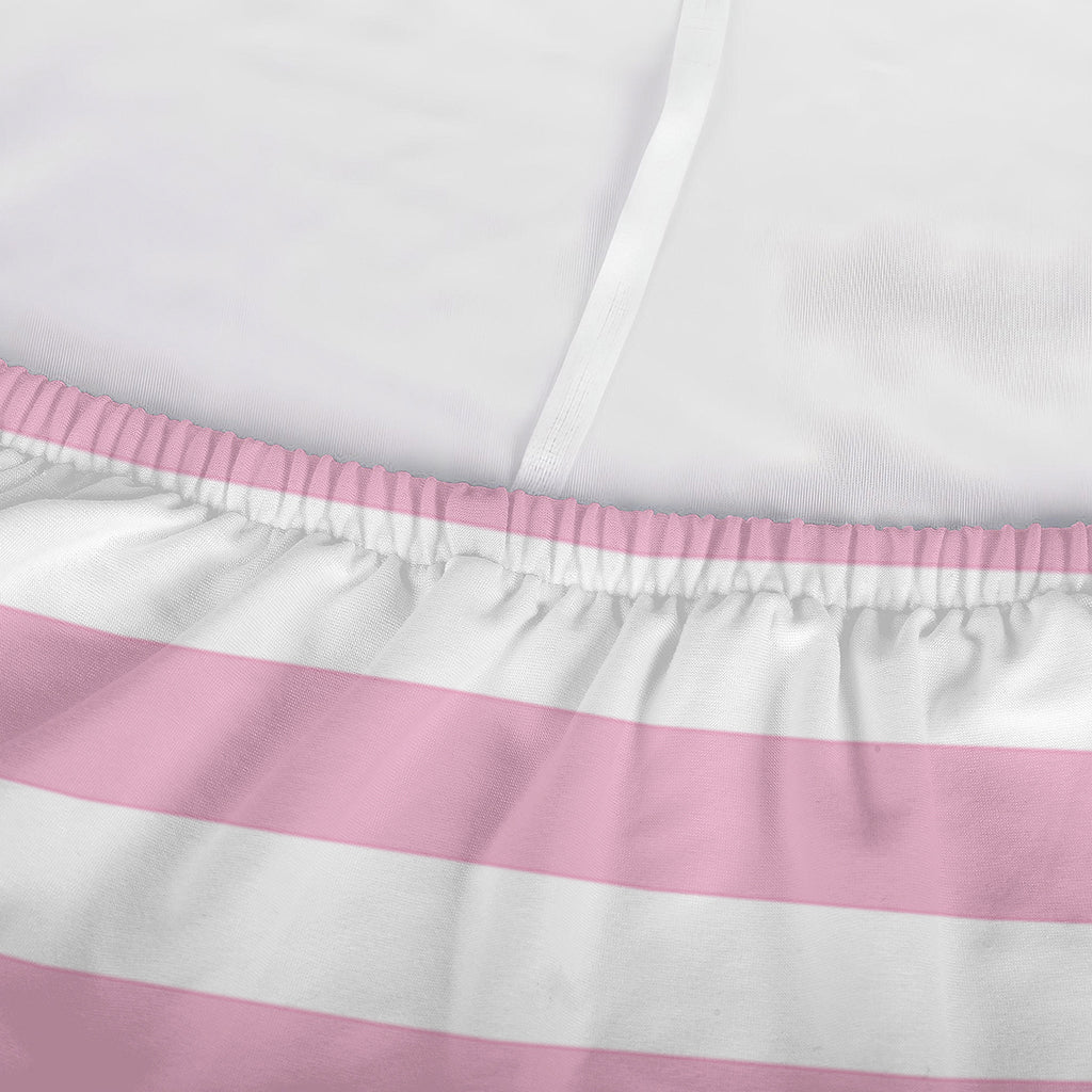Pink And White Striped Pattern Print Sofa Cover