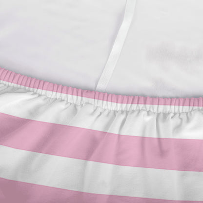 Pink And White Striped Pattern Print Sofa Cover