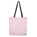 Pink And White Striped Pattern Print Tote Bag