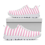 Pink And White Striped Pattern Print White Sneakers