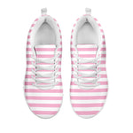 Pink And White Striped Pattern Print White Sneakers