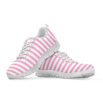 Pink And White Striped Pattern Print White Sneakers
