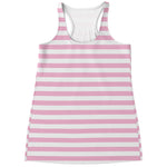 Pink And White Striped Pattern Print Women's Racerback Tank Top