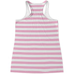 Pink And White Striped Pattern Print Women's Racerback Tank Top