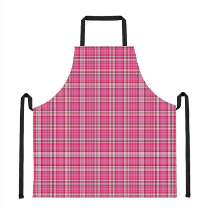 Pink And White Tartan Pattern Print Apron