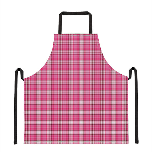 Pink And White Tartan Pattern Print Apron