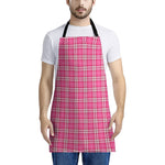 Pink And White Tartan Pattern Print Apron