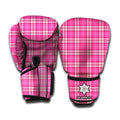 Pink And White Tartan Pattern Print Boxing Gloves