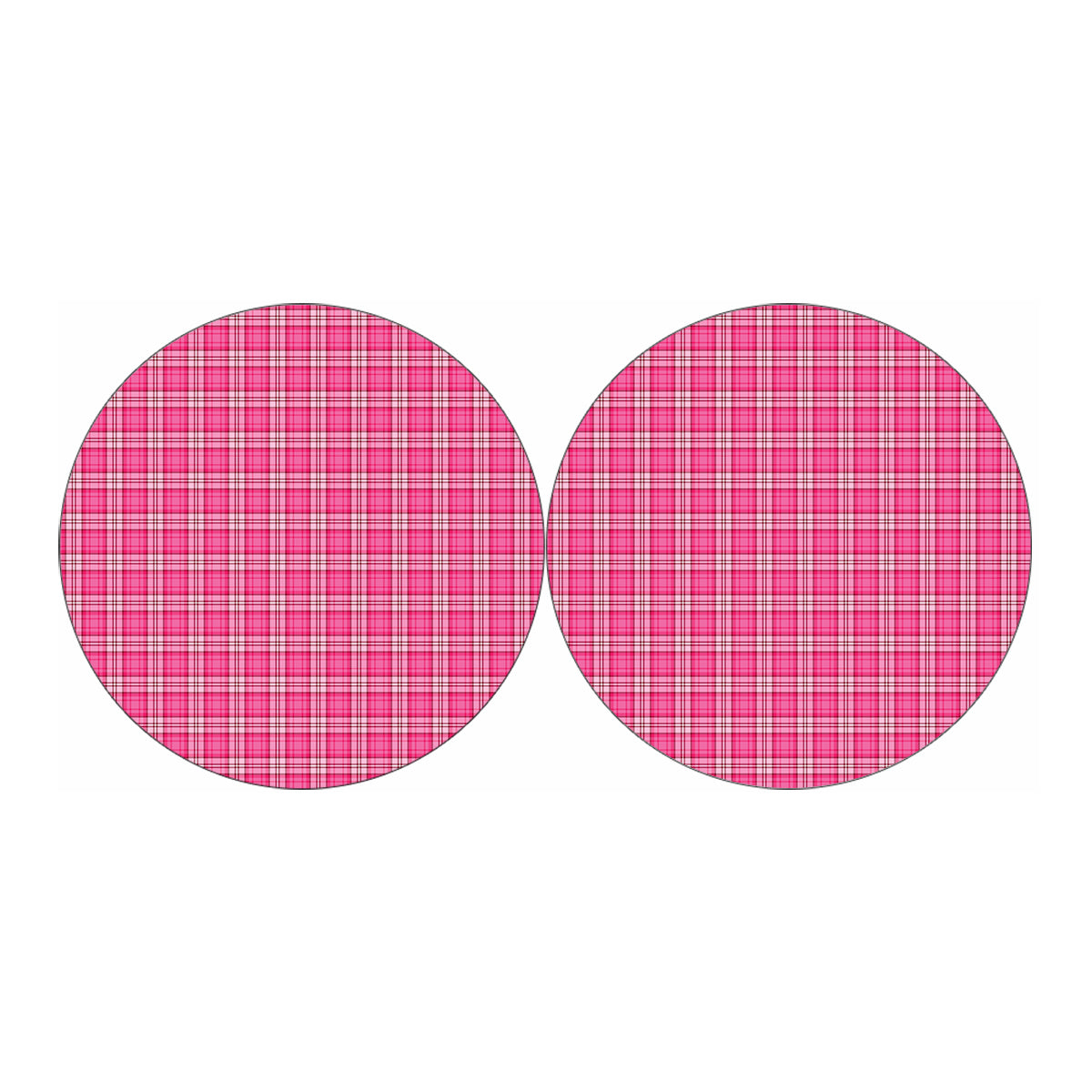 Pink And White Tartan Pattern Print Car Coasters