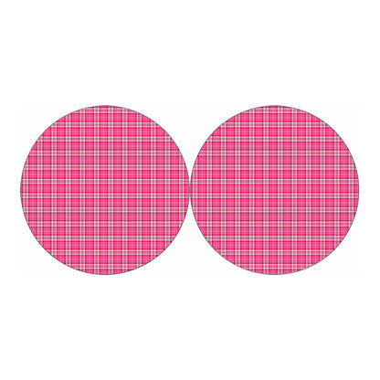 Pink And White Tartan Pattern Print Car Coasters