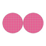 Pink And White Tartan Pattern Print Car Coasters