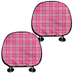 Pink And White Tartan Pattern Print Car Headrest Covers