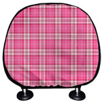 Pink And White Tartan Pattern Print Car Headrest Covers