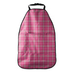 Pink And White Tartan Pattern Print Car Seat Organizers