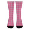 Pink And White Tartan Pattern Print Crew Socks