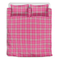 Pink And White Tartan Pattern Print Duvet Cover Bedding Set