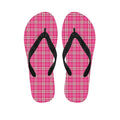 Pink And White Tartan Pattern Print Flip Flops