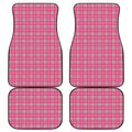 Pink And White Tartan Pattern Print Front and Back Car Floor Mats