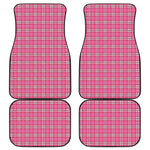 Pink And White Tartan Pattern Print Front and Back Car Floor Mats