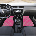 Pink And White Tartan Pattern Print Front and Back Car Floor Mats