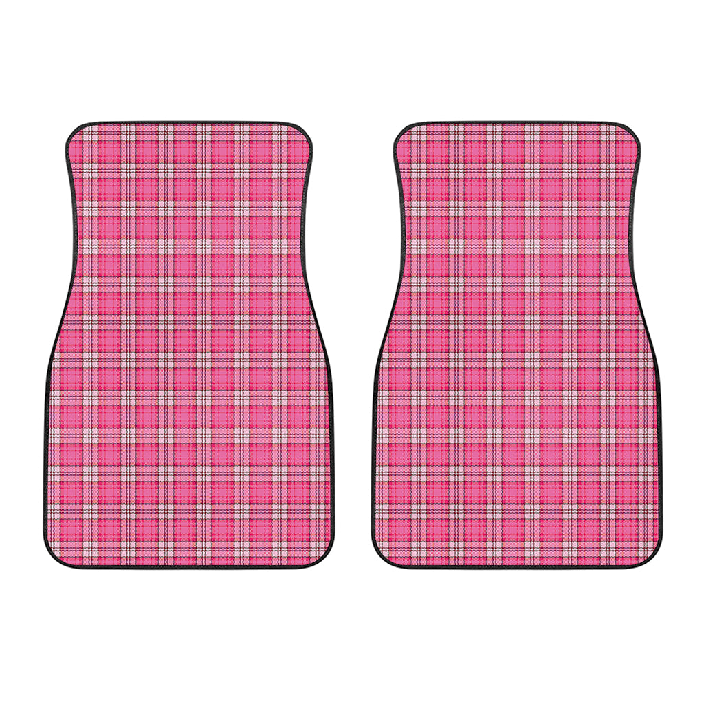 Pink And White Tartan Pattern Print Front Car Floor Mats