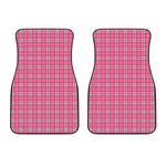 Pink And White Tartan Pattern Print Front Car Floor Mats