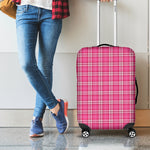 Pink And White Tartan Pattern Print Luggage Cover