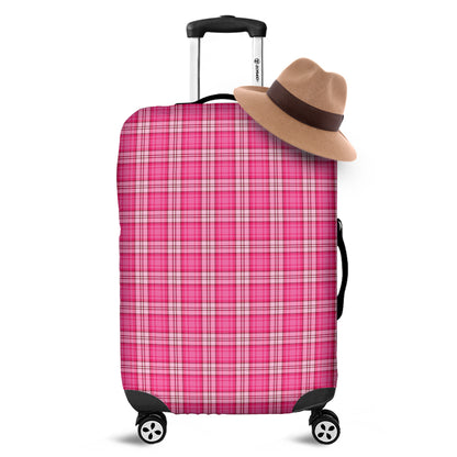 Pink And White Tartan Pattern Print Luggage Cover