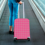 Pink And White Tartan Pattern Print Luggage Cover