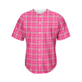 Pink And White Tartan Pattern Print Men's Baseball Jersey