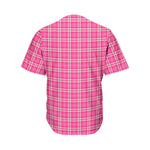 Pink And White Tartan Pattern Print Men's Baseball Jersey