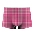 Pink And White Tartan Pattern Print Men's Boxer Briefs