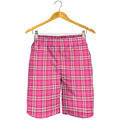 Pink And White Tartan Pattern Print Men's Shorts