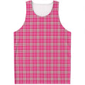 Pink And White Tartan Pattern Print Men's Tank Top