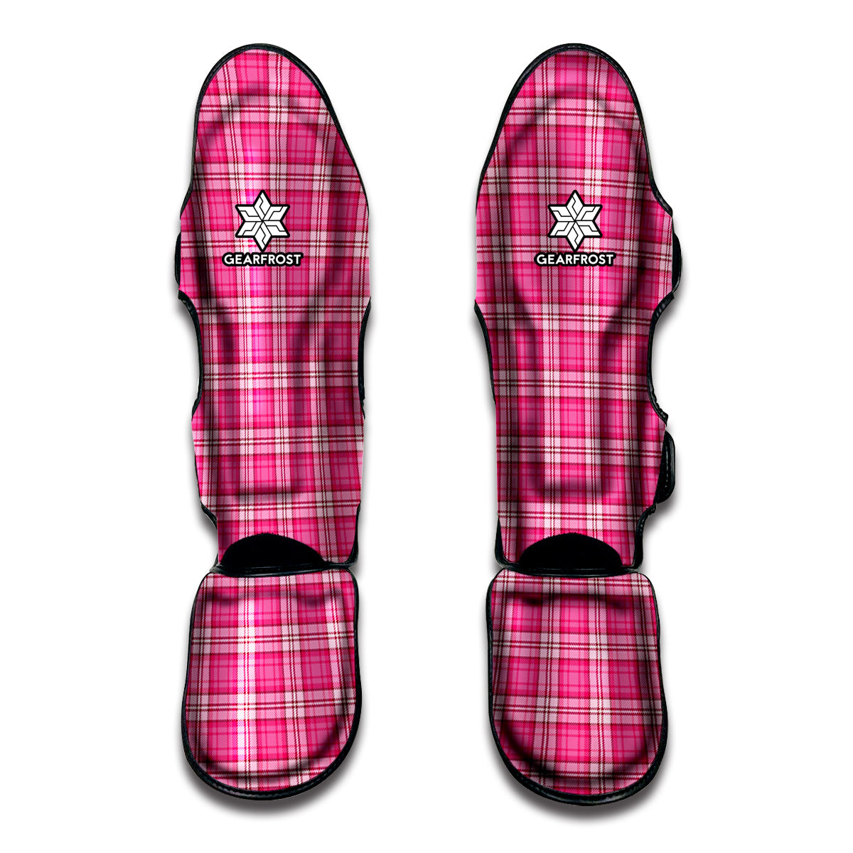 Pink And White Tartan Pattern Print Muay Thai Shin Guard