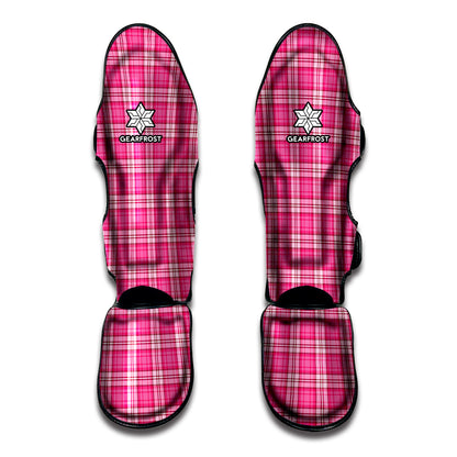Pink And White Tartan Pattern Print Muay Thai Shin Guard