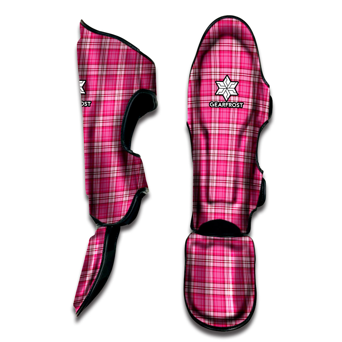 Pink And White Tartan Pattern Print Muay Thai Shin Guard