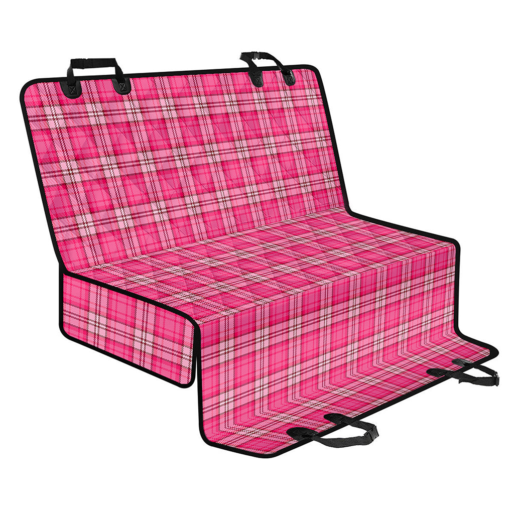 Pink And White Tartan Pattern Print Pet Car Back Seat Cover