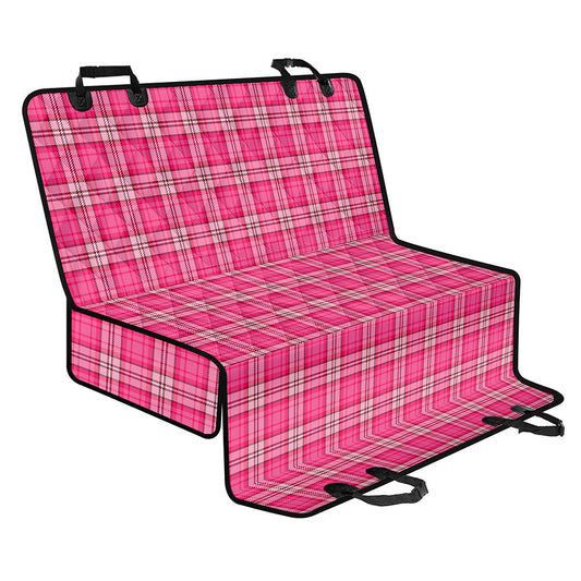 Pink And White Tartan Pattern Print Pet Car Back Seat Cover