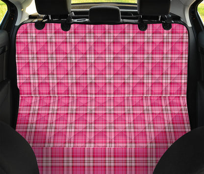 Pink And White Tartan Pattern Print Pet Car Back Seat Cover