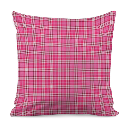 Pink And White Tartan Pattern Print Pillow Cover